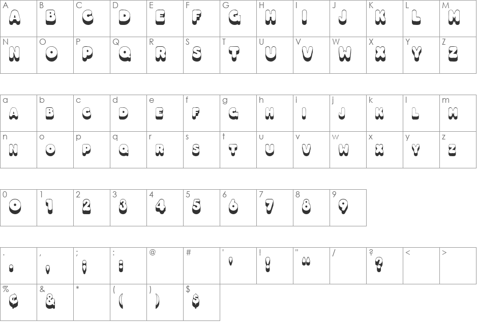 Round Shadow font character map preview
