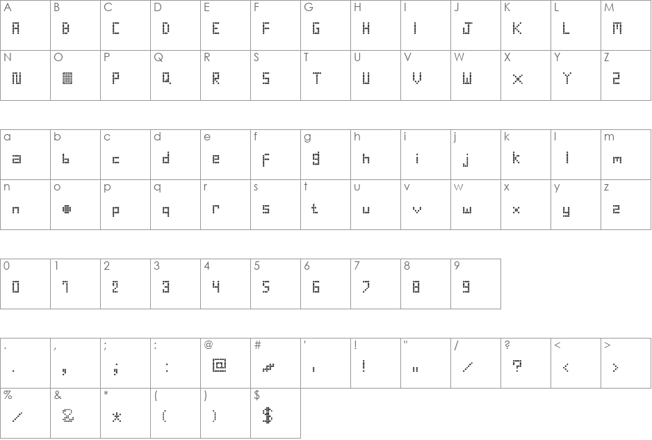 Round Tech font character map preview