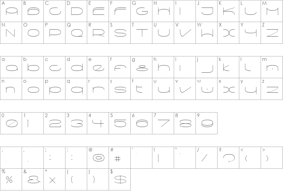 Round x LOVE font character map preview