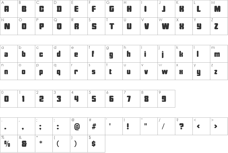 RoundBlack font character map preview