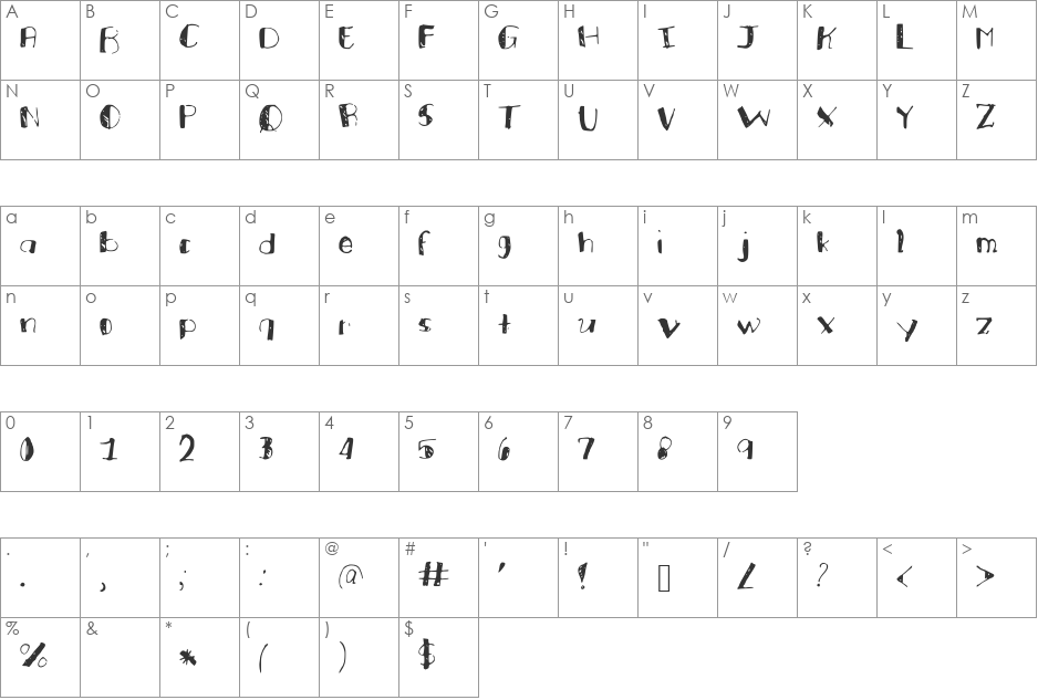 RoundBound font character map preview