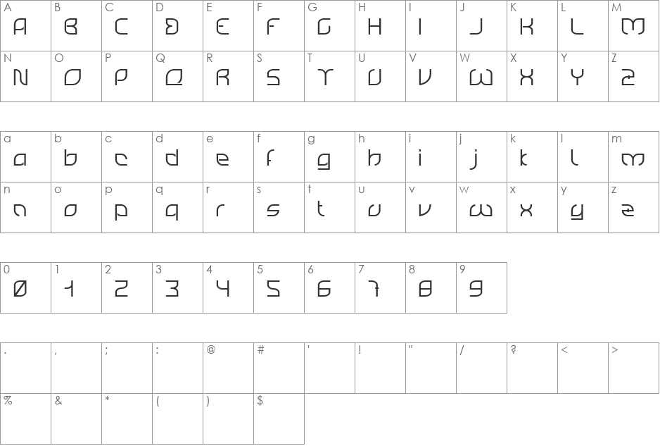 Rounded font character map preview