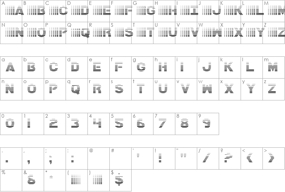 Bamf Gradient font character map preview