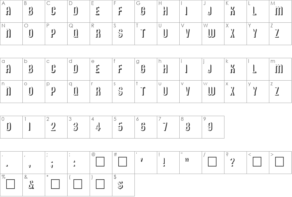 RoundedRelief font character map preview