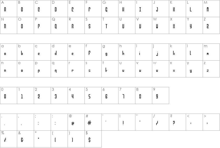 Roundeer font character map preview