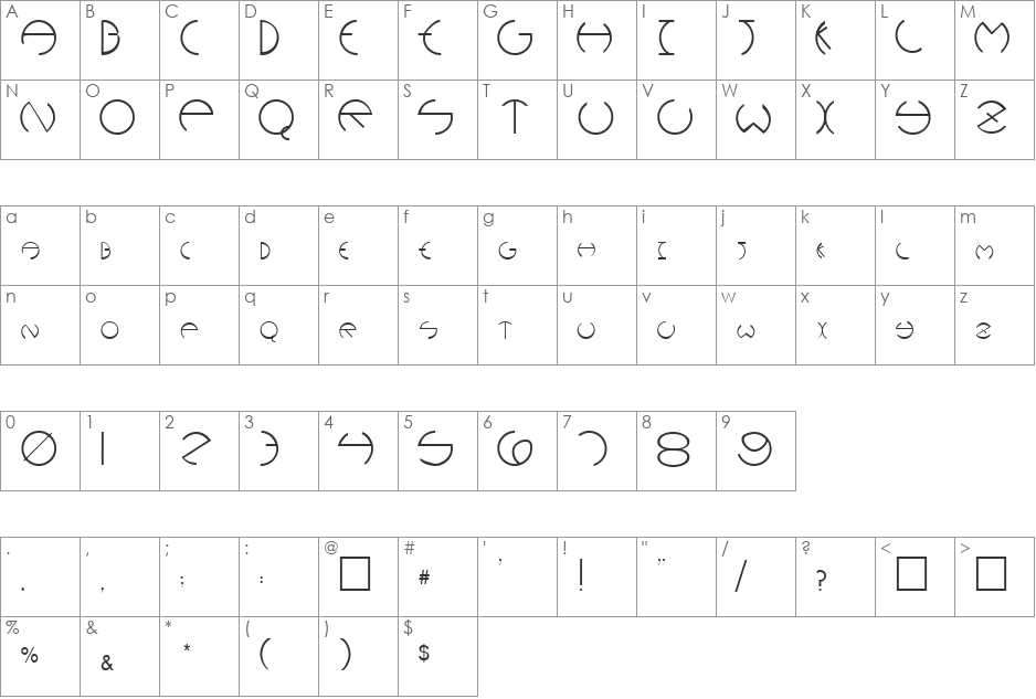 Rounders (Plain):001.001 font character map preview