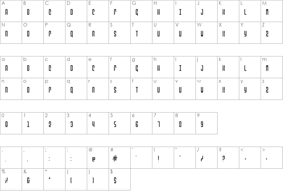 Roundeur font character map preview