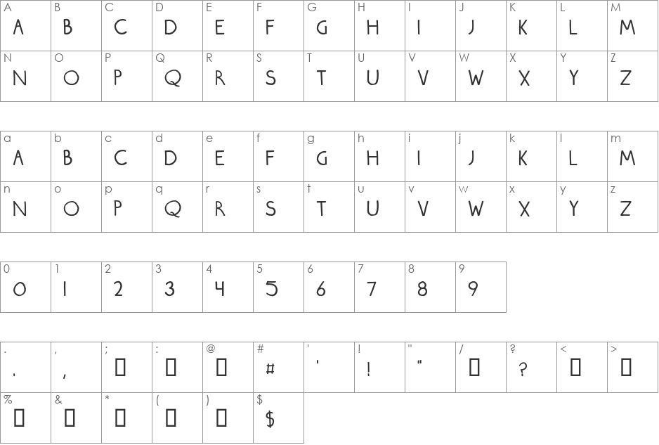 Roundmarker font character map preview