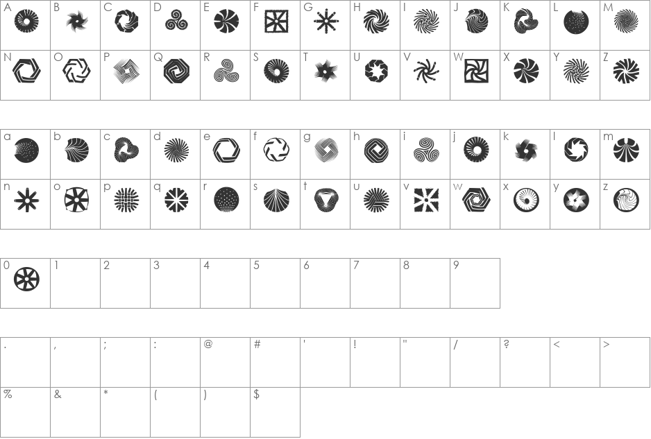 RoundMarks font character map preview