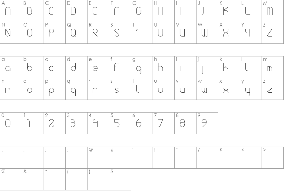 Roundy font character map preview
