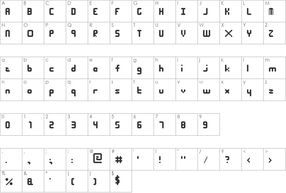 Roundy font character map preview