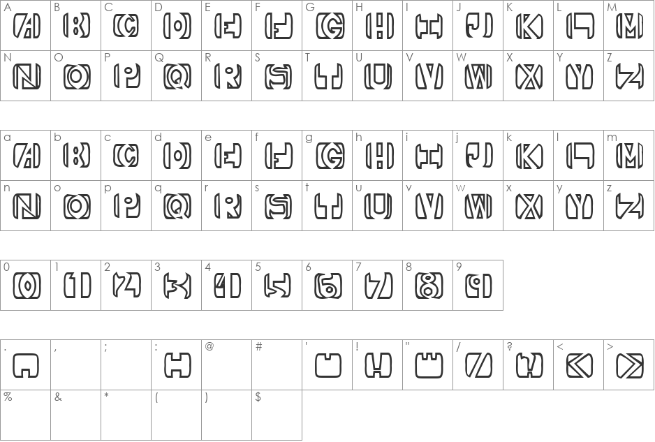 Royal font character map preview