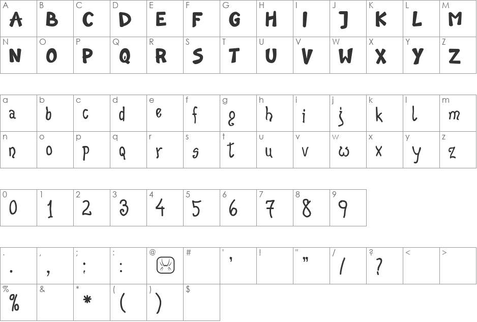 Banana Show font character map preview