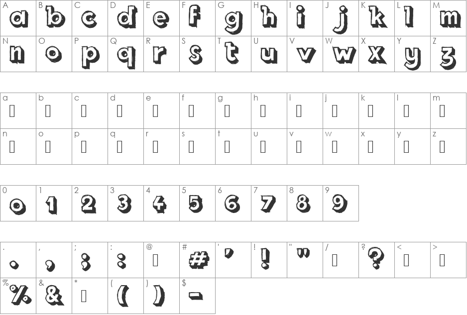 Royal Delight Shad font character map preview