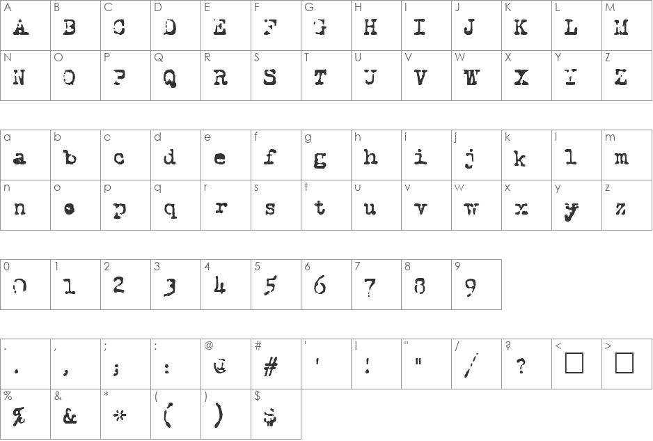 Royal Pain font character map preview