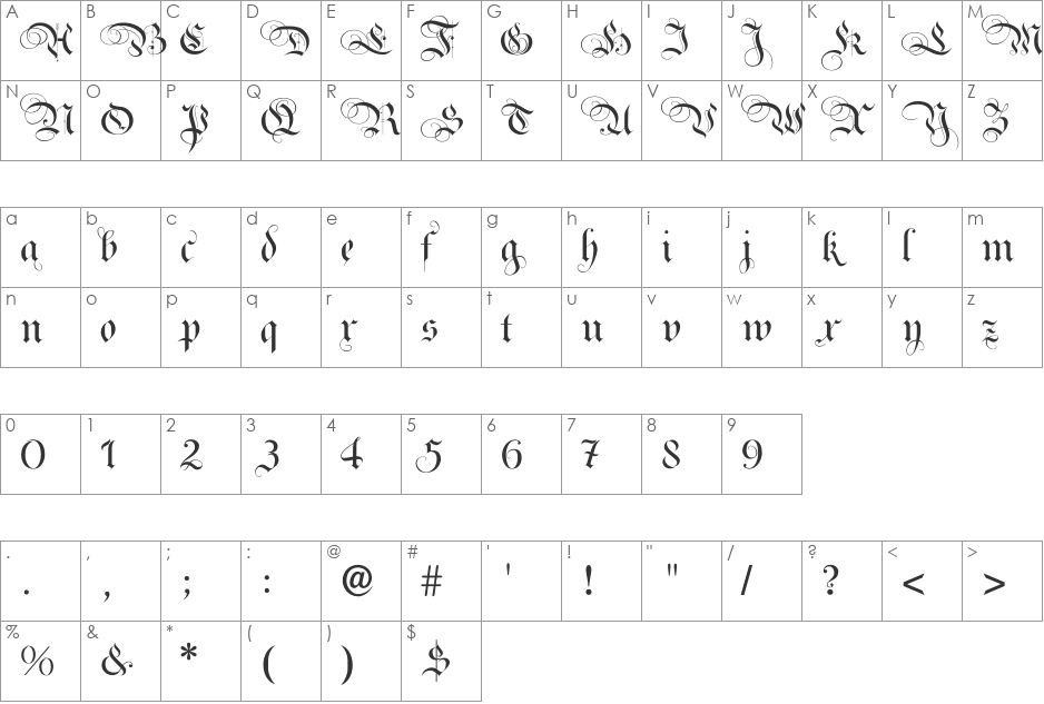 RoyalBavarian font character map preview