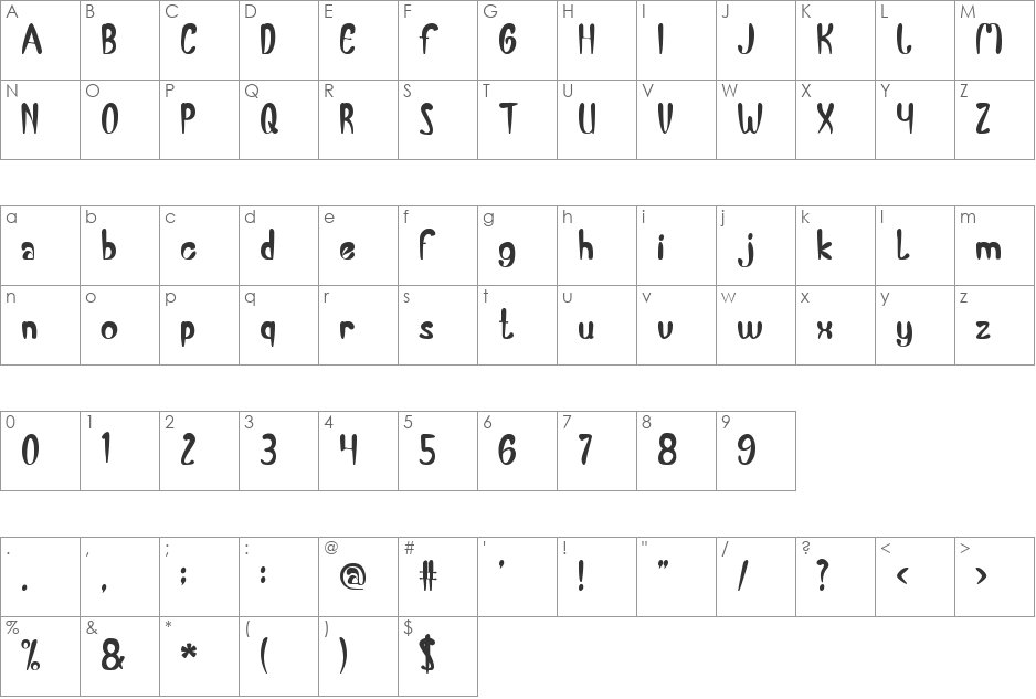 Banana Split font character map preview