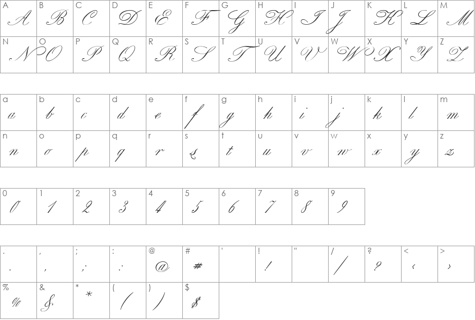 RoyalClassicBoldPlus Beta font character map preview