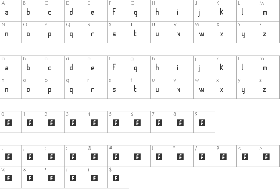 Banana Square font character map preview