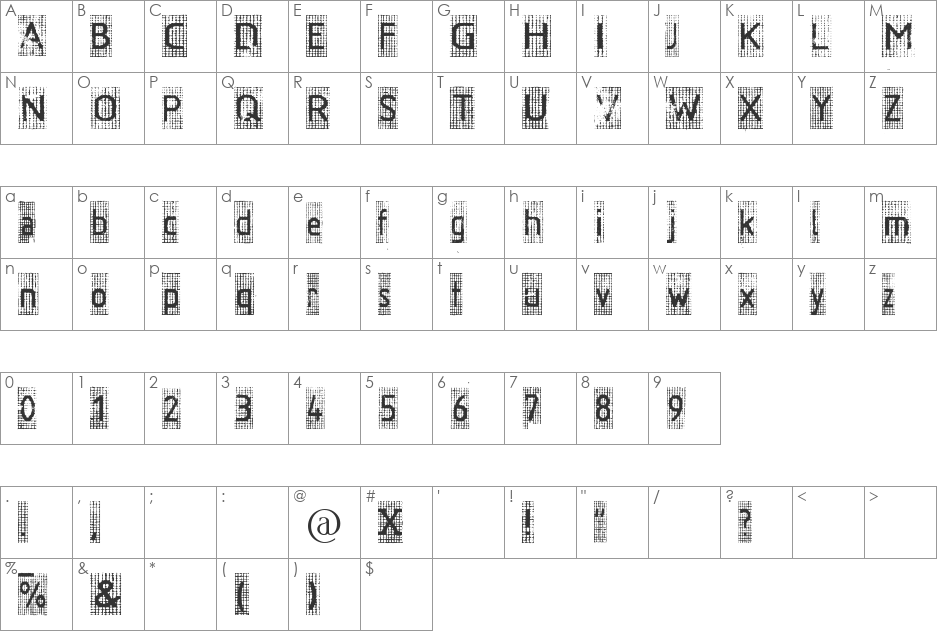rr FONT font character map preview