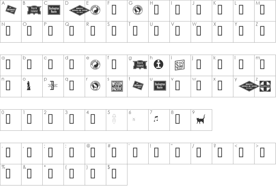 RRHeralds font character map preview