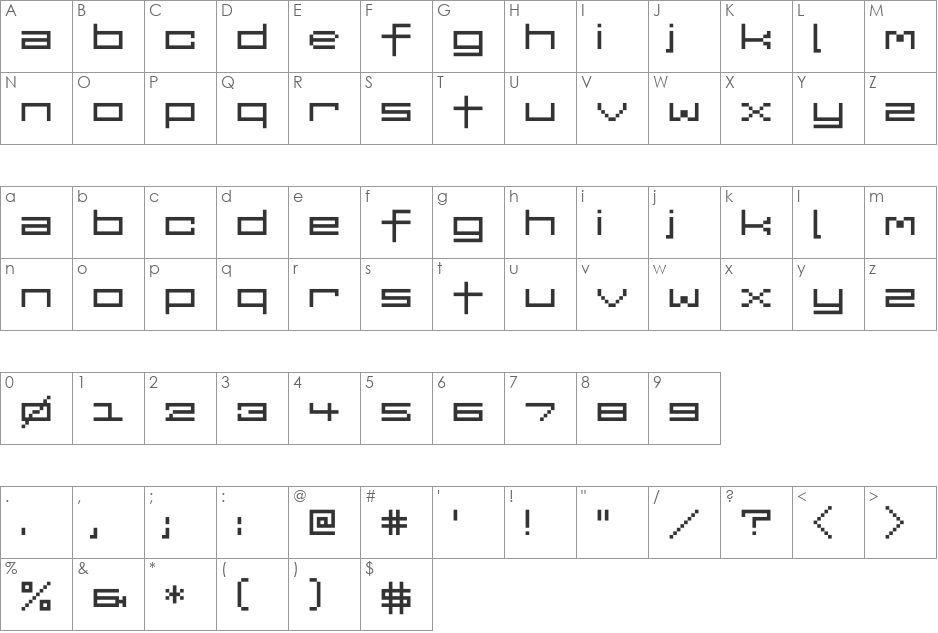 ADemjaylb10 font character map preview