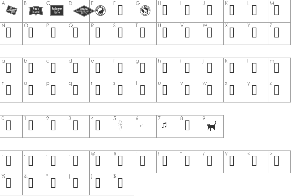 RRHeralds font character map preview
