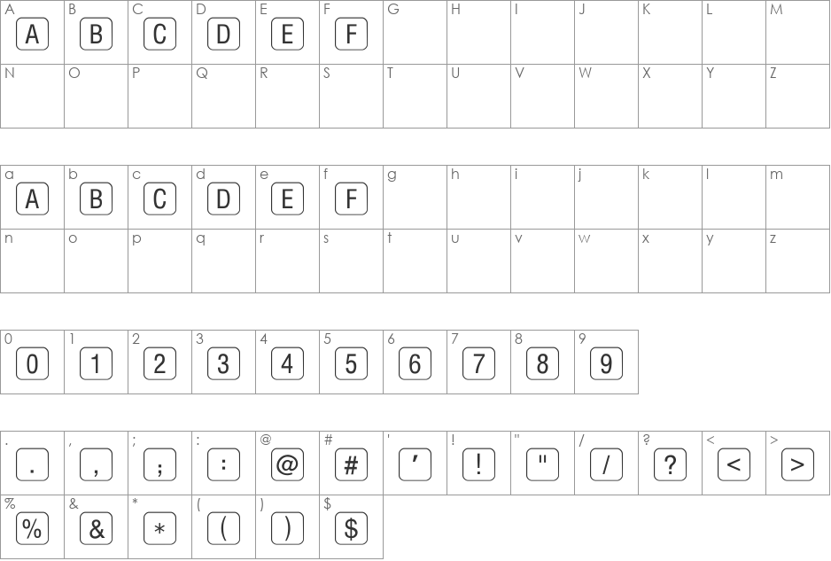 RRKeyLettersLimited-Normal font character map preview