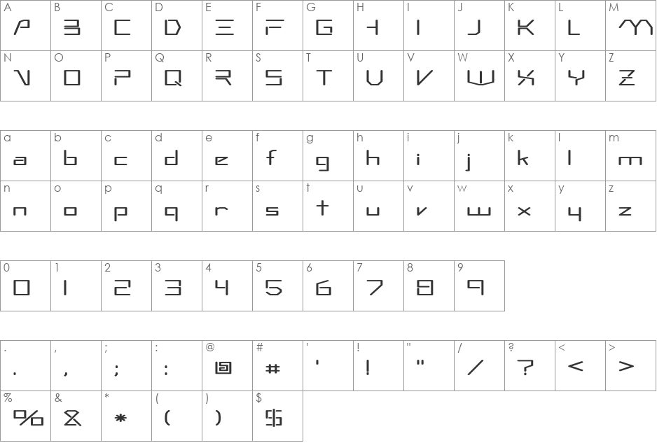 Rsandromed Ex font character map preview