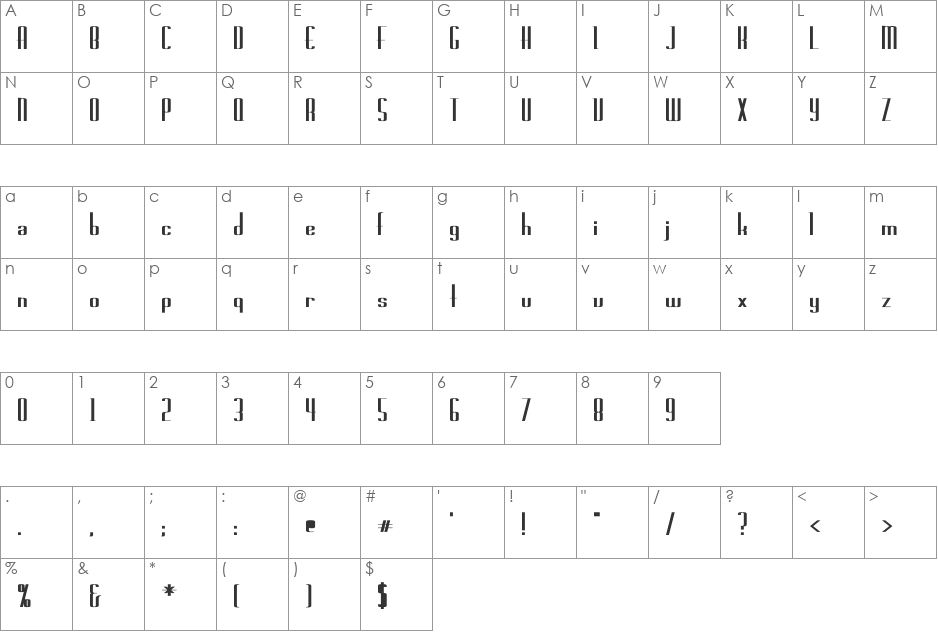 Rschasline Wd Bold font character map preview