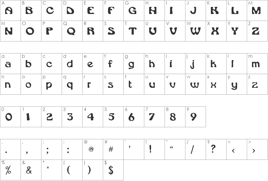 RSDaytona font character map preview