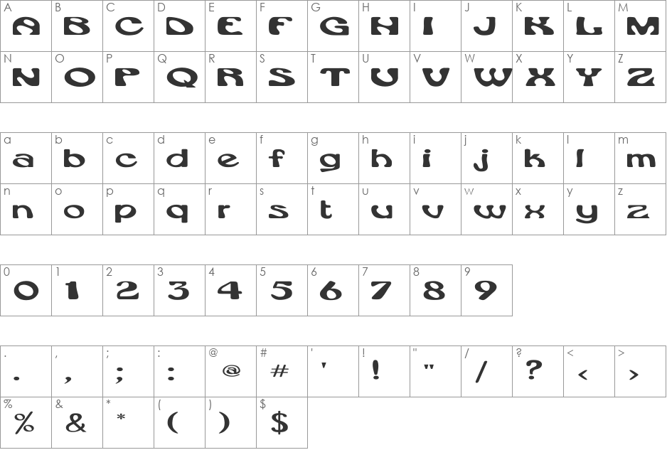 Rsdaytona Ex font character map preview