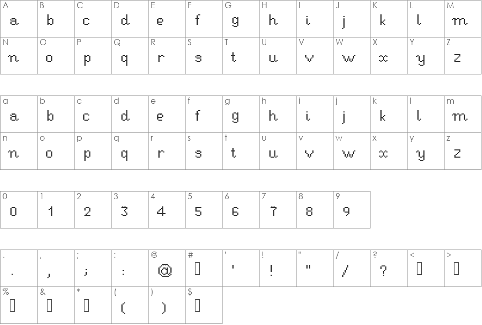 RSEHandwritingPi font character map preview