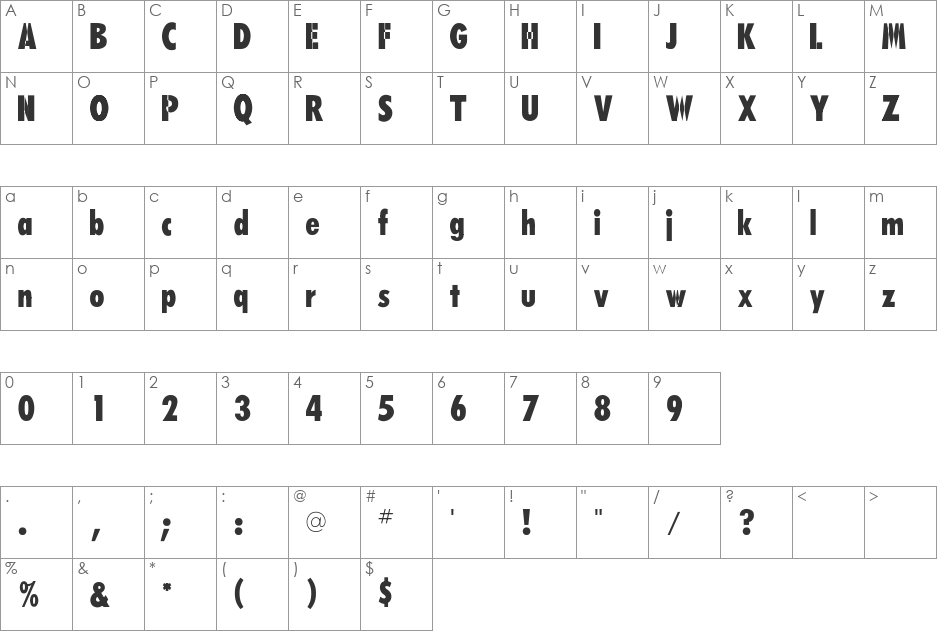 RSFutaruBold font character map preview