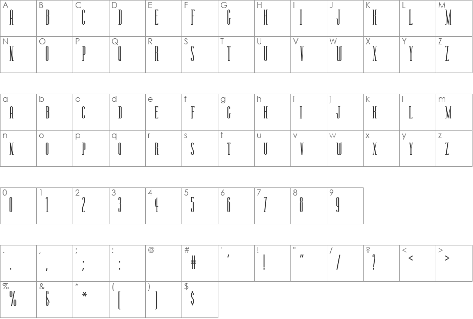 RSManzanita font character map preview