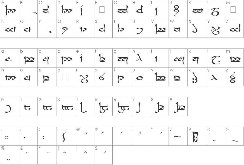 RSMoroma font character map preview