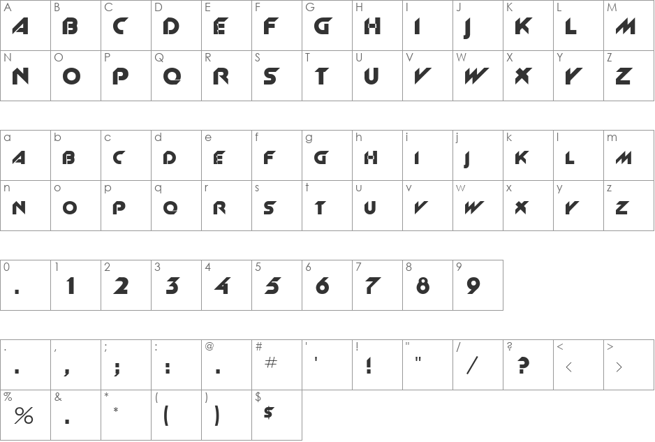 Rsnewgrrtt font character map preview