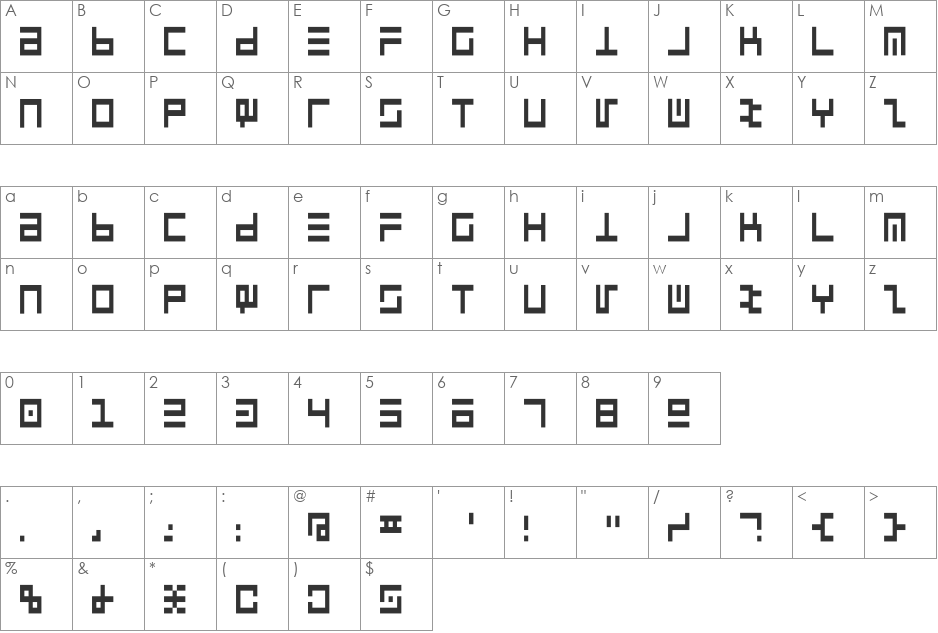 Rsultralin Cn font character map preview