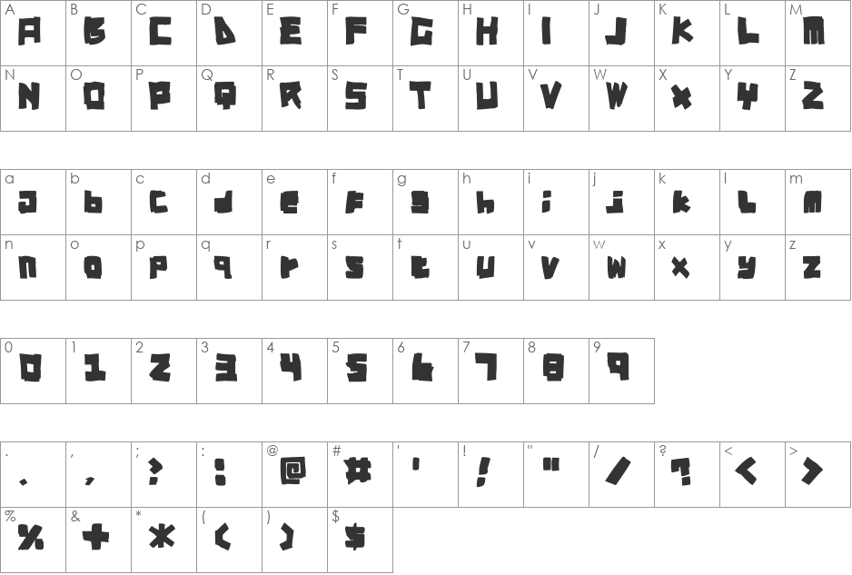 RT DIY-Tape font character map preview