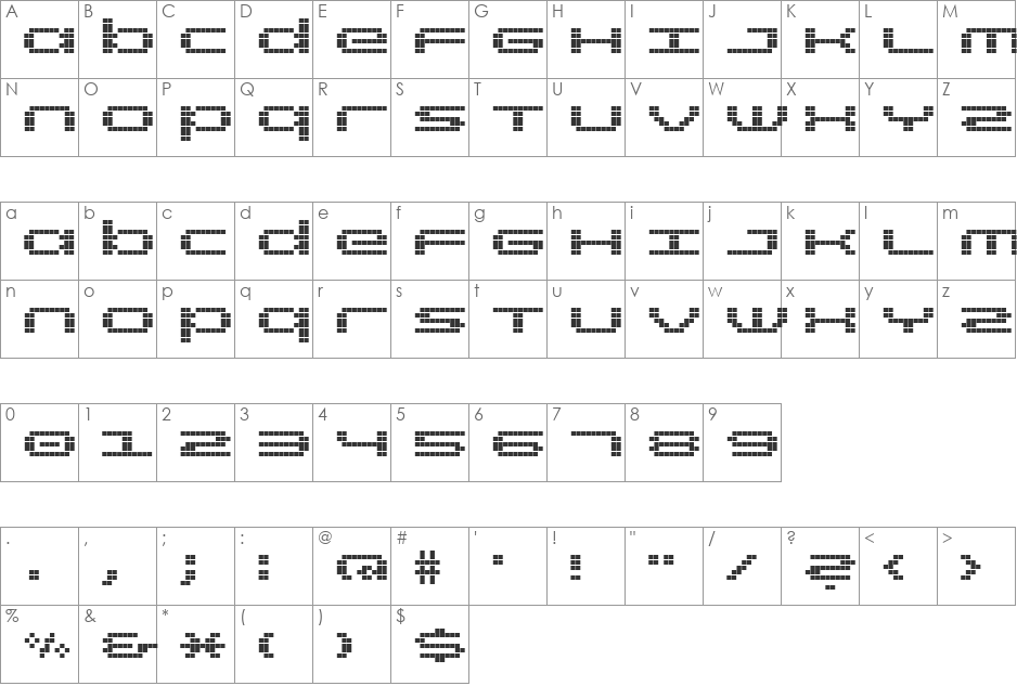 rt screenloft8 font character map preview
