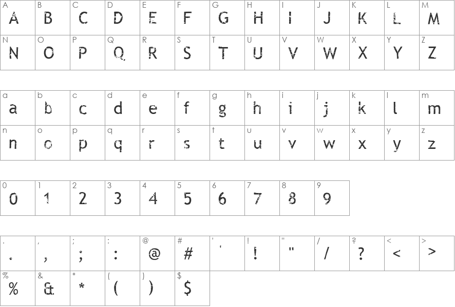 Rub This! font character map preview