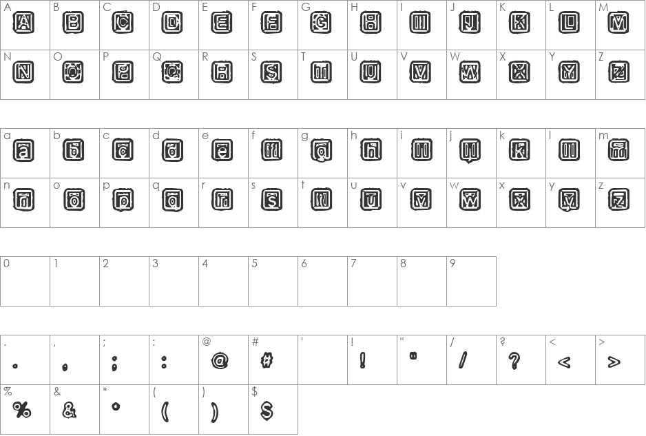 Rubber Hell font character map preview