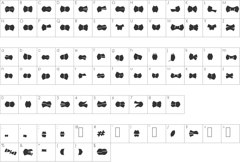 Rubber SF font character map preview