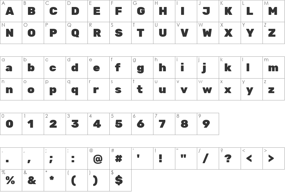 Rubik font character map preview