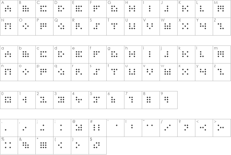 RUBIK.DOT font character map preview