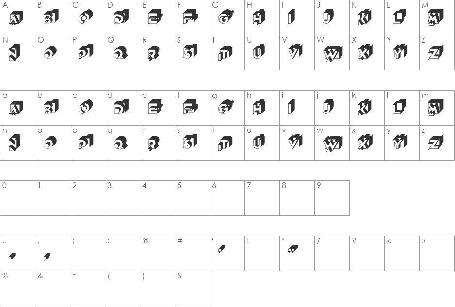 Rubiks font character map preview