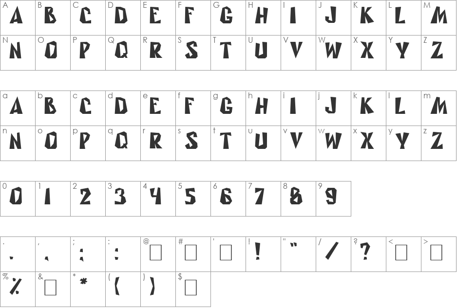 Rublik font character map preview