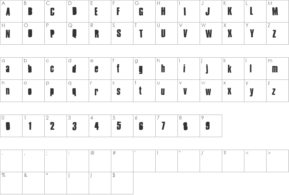 RubOn font character map preview