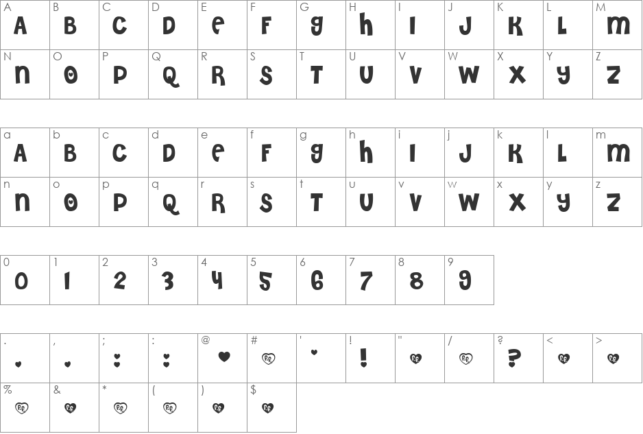 Ruby font character map preview