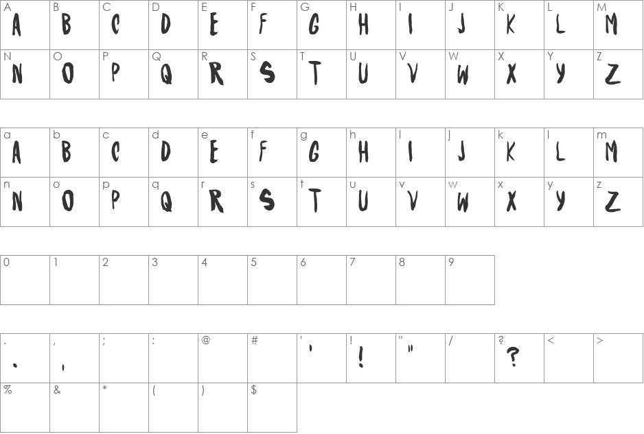 Ruby Glow font character map preview